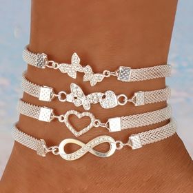 Infinite Diamond 8-word Anklet Creative Retro Alloy Anklet (Option: 6090302 color)
